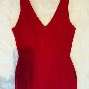 Red sleeveless jumpsuit